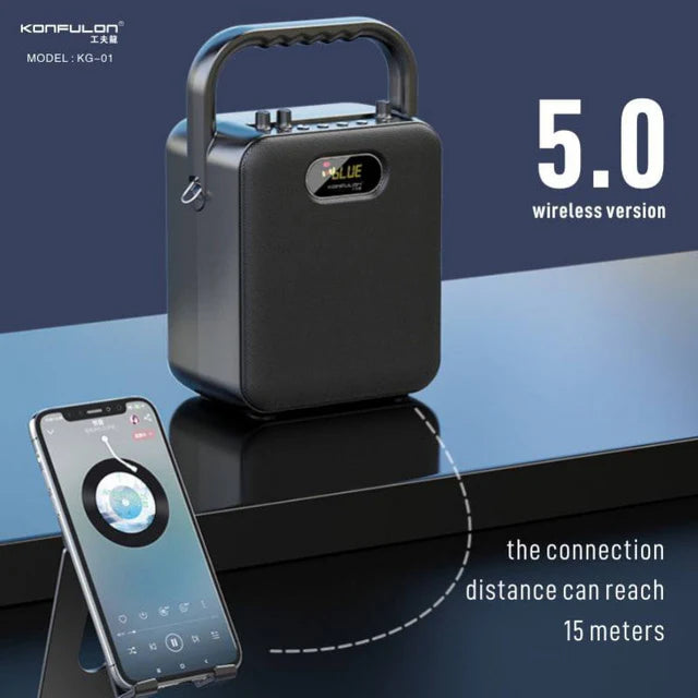 Enceinte Karaoké Konfulon Mini avec Microphone, Bluetooth 5.0 KG-01